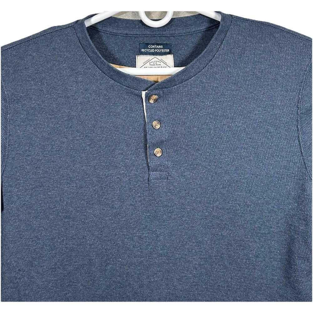 St. John's Bay Shirt Henley Sweater Men's Extra Large Long Sleeve Blue Knit